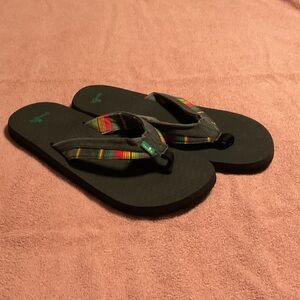 Sanuk Black Sandals with Multicolor Straps